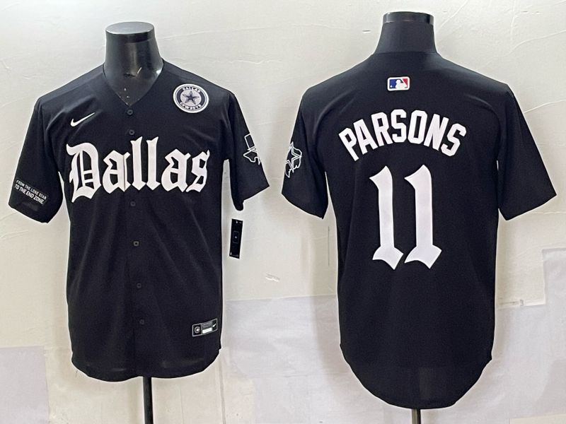 Men 2025 Nike Dallas Cowboys #11 Parsons Black 5th generation Joint Name Limited NFL Jersey 06